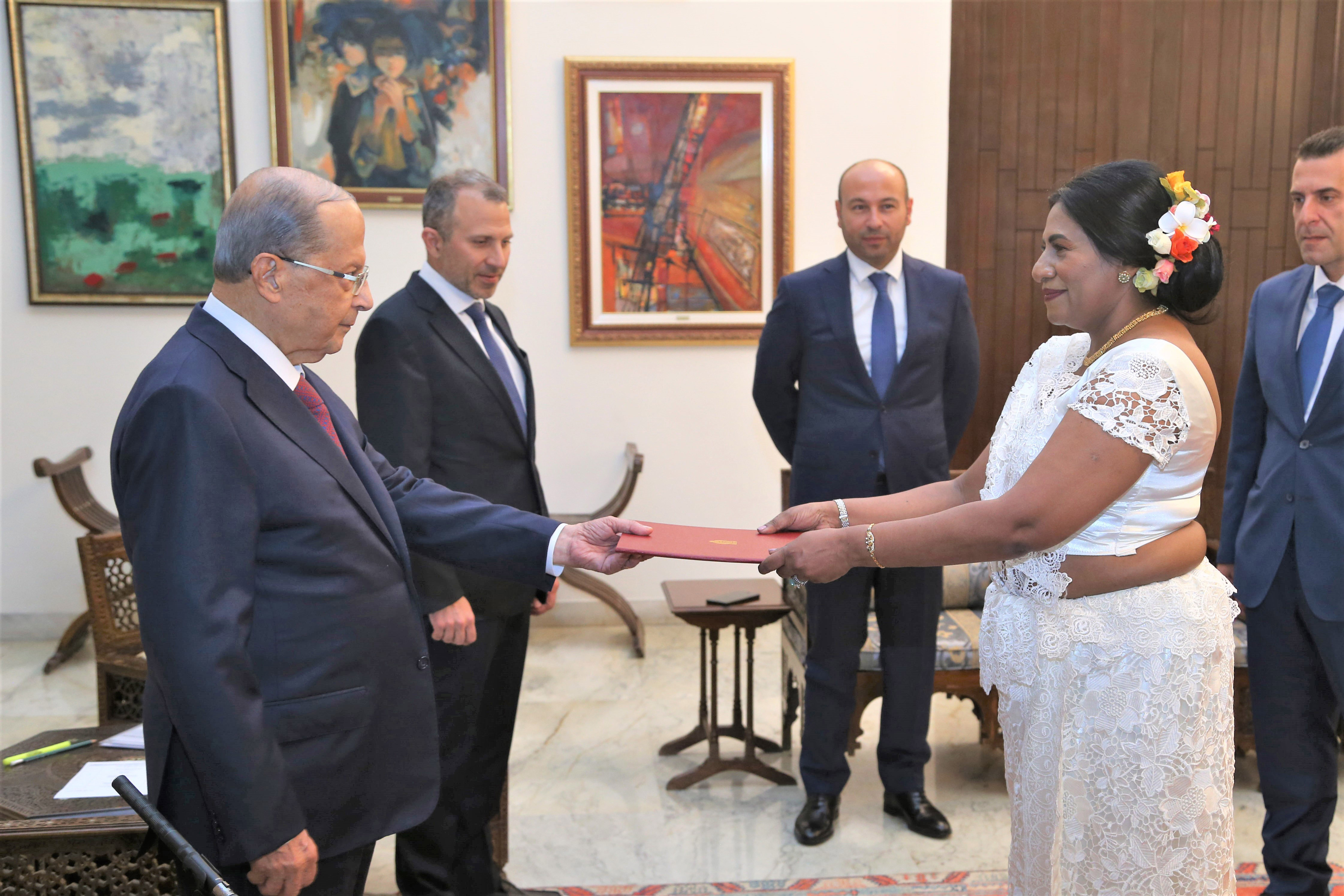 Ambassador Shani Calyaneratne Karunaratne presented Letters of Credence to the President of the Republic of Lebanon